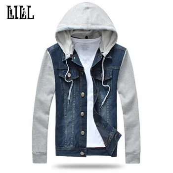 

Men's Casual Jean Jacket With Removable Hat Men Spring Cotton Jackets Pockets Male Fashion Street Jeans Jacket Plus Size,UMA383
