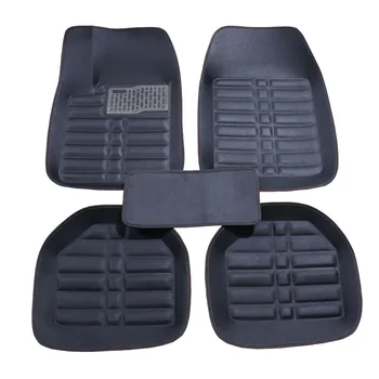 

Universal Car Floor Mats For Front and Rear Row Car Styling Waterproof Floor Mats 2018 New leather Black mats