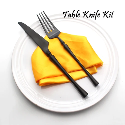 Черный набор столовых приборов, набор посуды, матовая готовая посуда, 304 нержавеющая сталь, столовый нож и вилка, кухонные принадлежности - Цвет: 2pcs Table Knife Kit