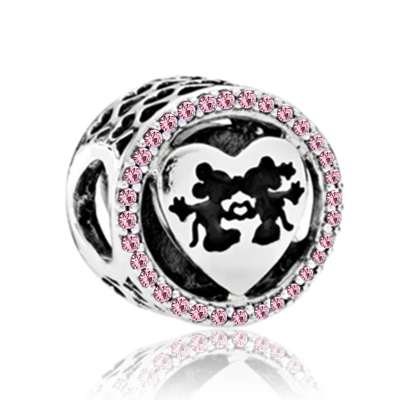 

free shipping 1pc silver plated european pink white red blue big hole bead CHARM Fits European Pandora Charms Bracelets A289