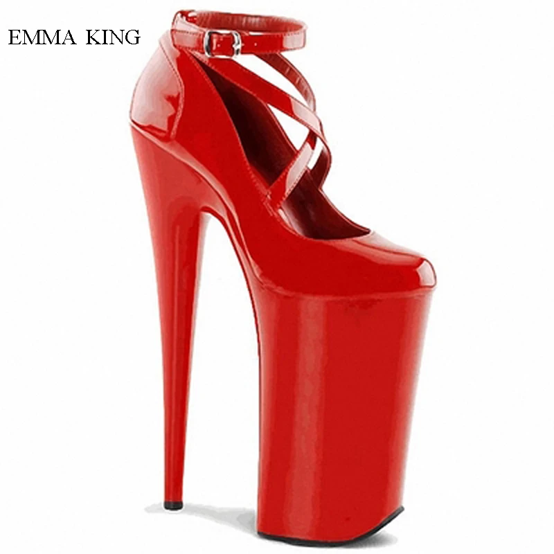 

Favorite Pumps Gorgeous Red Bridal Shoes 10CM Platform 20 CM Stiletto High Heels Buckle Strap Stage Performance Shoes Woman