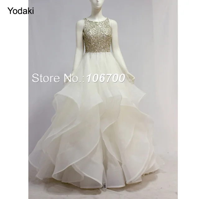 White Layered Prom Dress
