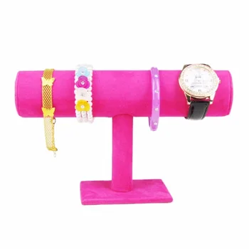 

Velvet/Leather T Bar Jewelry Rack Organizer Hard Stand Holder for Bracelet Chain Necklace Watch Fashion Jewelry Display