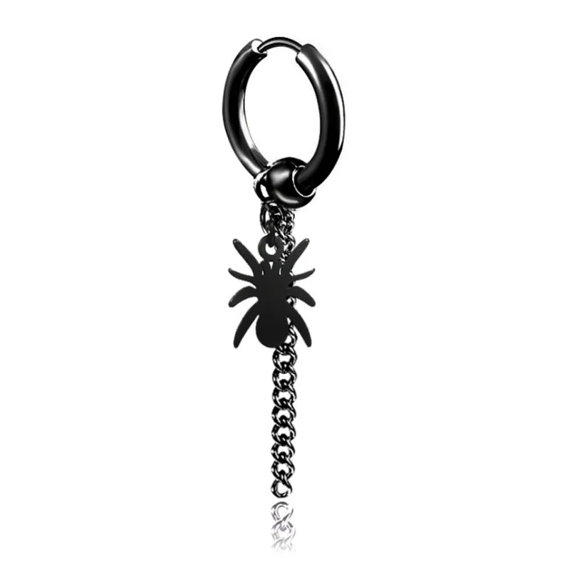 

Punk Stainless Steel Ear clip Cute Animal Spider Stud Earrings For Women Men Chain Tassel Ear Piercings Fashion Jewelry Gift