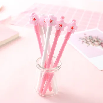 

48 pcs/lot Cherry Sakura gel pen Cute Animal black ink Neutral pens school writing supplies Stationery Promotional gift