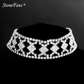 

StoneFans Rhinestone Checkered Geometric Square Statement Choker Necklace Collar Maxi Necklace Women Chain Collier Femme Jewelry