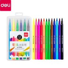 Deli 70680 мягкая водная цветная ручка, 12/24 цветной набор, студенческое Первоначальное исследование живописи и граффити, кисть для рисования