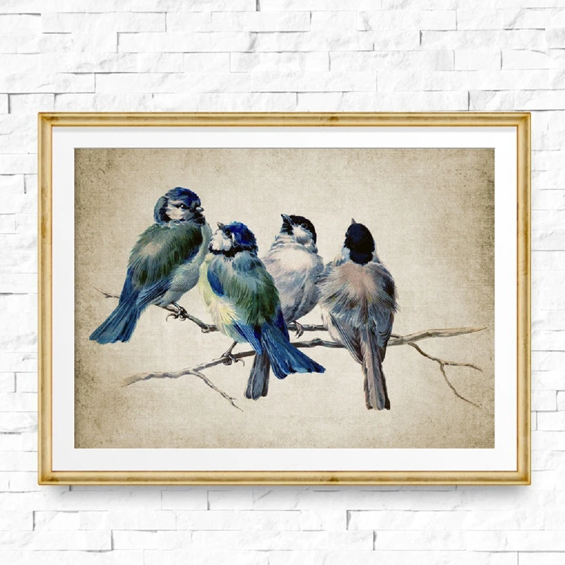 Vintage Blue Bird Animal Poster Nordic Canvas Print Home Wall Hangings Art Décor Vintage Blue Bird Animal Poster Nordic Canvas Print Home Wall Hangings Art Décor