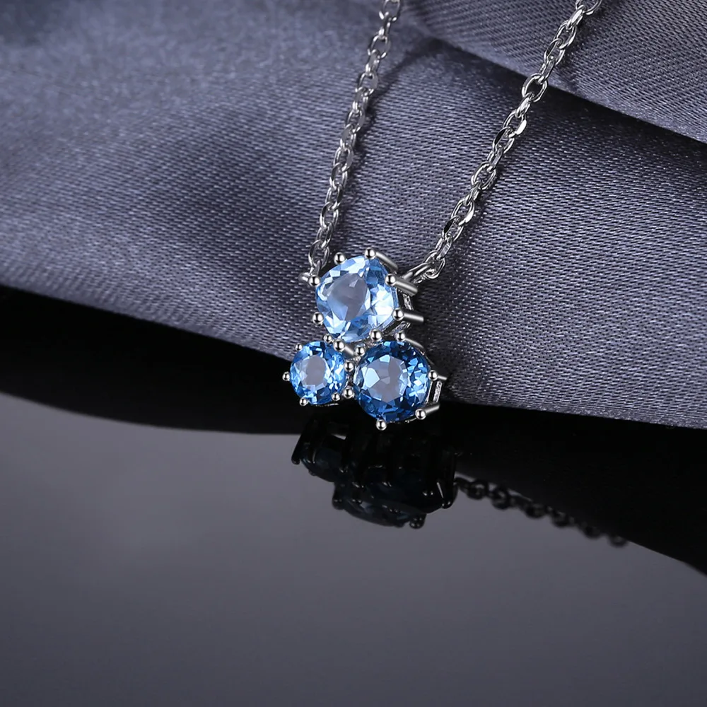 1.7ct натуральный мульти Лондон кулон с голубым топазом ожерелье 925 стерлингового