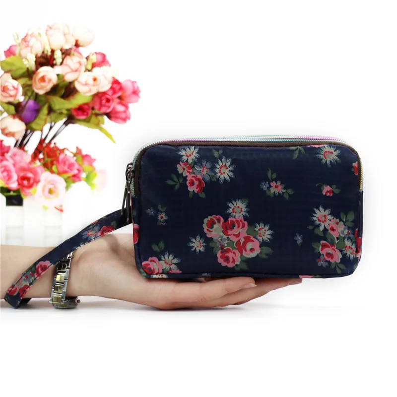 ETya Модные женские кошельки многофункциональный кошелек свежий цветочный принт холщовый женский клатч держатель для кредитных карт сумка