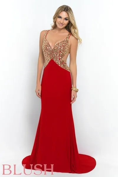 

2015 Sexy Red Open Back Sheath Prom Dresses Deep V Neck Gold Crystal Sequin Long Cheap Beaded Chiffon Evening Party Gown 2015