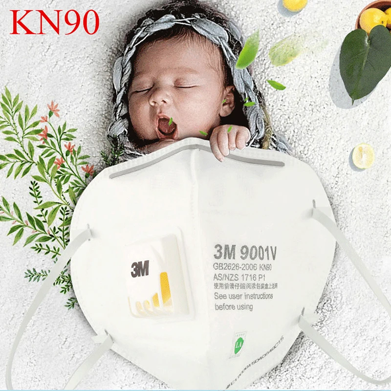 

9001V KN90 Vent Anti-dust Masks Anti PM2.5 Industrial Construction Dust Pollen Haze Gas Family Pro Site Protection Tool