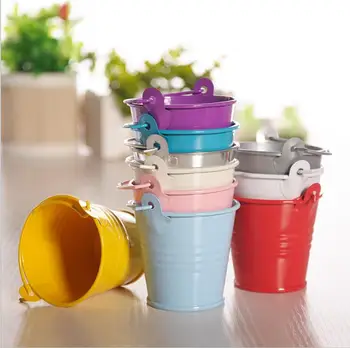 

20pcs Mini Cute Chocolate Candy Buckets Wedding Party Favors DIY Meaty Plant Flowers Tin Favor Babyshow Bucket Candy Box Supply