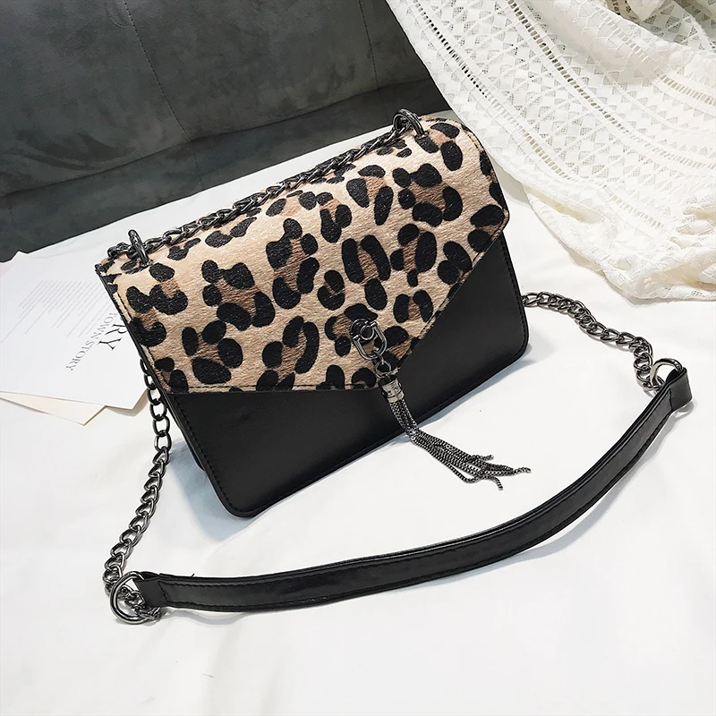 

Leopard Fashion Trendy Chains Bag Female Famous Brands luxury handbag Women's purse crossbody messenger shoulder bags Sac A Main
