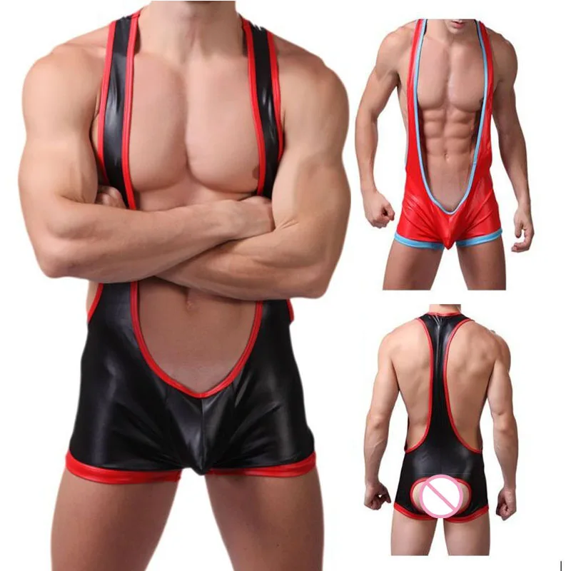 

Sexy Men Bodysuit Gay Buttocks Man Undershirt Jumpsuit Brand Man Bodywear Bodybuilding Tank Top Singlets Wrestling