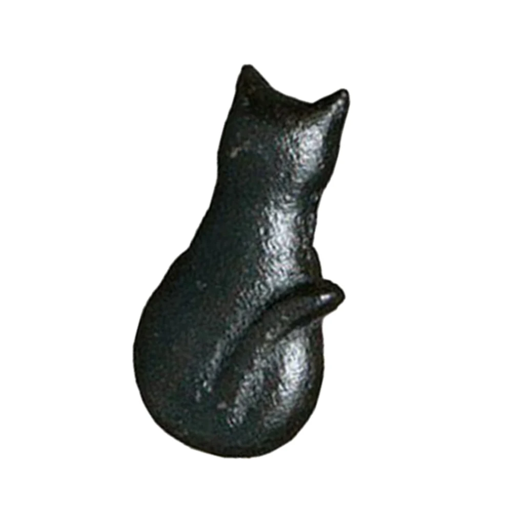 Cast Iron Matt Black Cat Shaped Cupboard Drawer Knob Kitchen Cabinet Door Pull Knobs with Screws