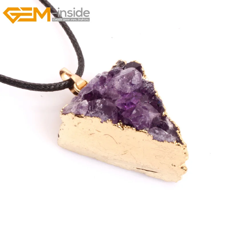 

Gem-inside New Fashion Triangle Cubic Amethysts Stone Triangle Pendant Necklace Jewelry 12X26MM-26X38MM