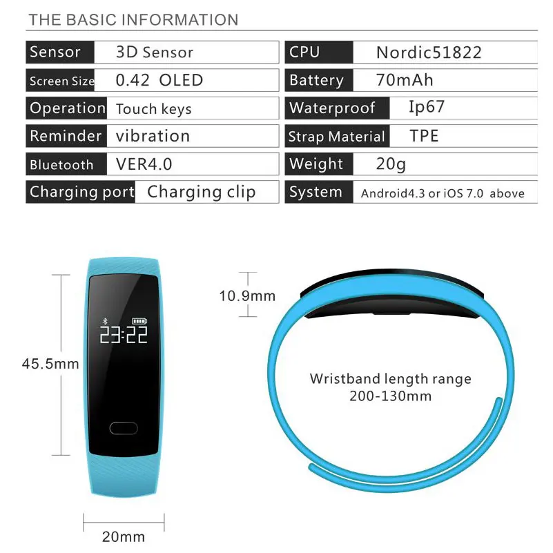 Умные часы, водонепроницаемый силиконовый браслет, браслет, Bluetooth, сердечный ритм, сообщение, напоминание, мониторинг сна для IOS, Android