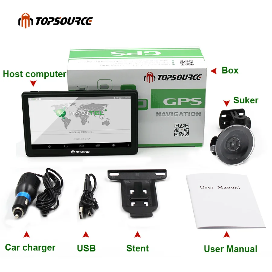 Topsource gps емкостный Экран навигация с 7 дюймовым HD Android 8 Гб DDR800MHZ автомобиль