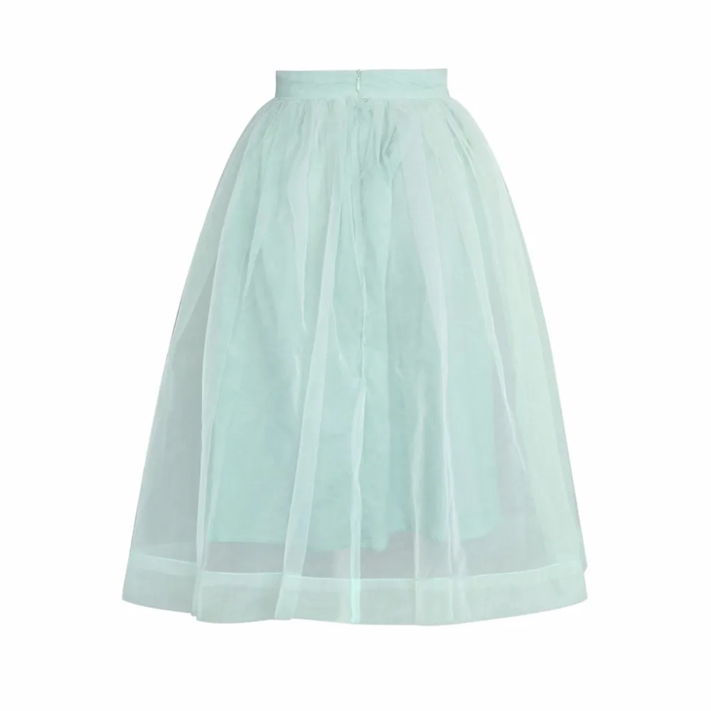 Buy Mint Green Organza Skirt Zipper Waistline A Line