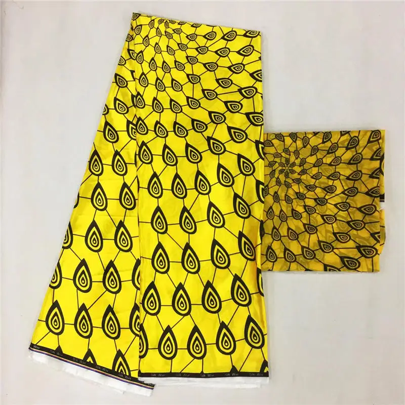 Африканская шелковая восковая ткань с цифровым принтом черная атласная восковая ткань для платья африканская восковая шелковая ткань для вечернего платья 4+ 2 ярдов 30