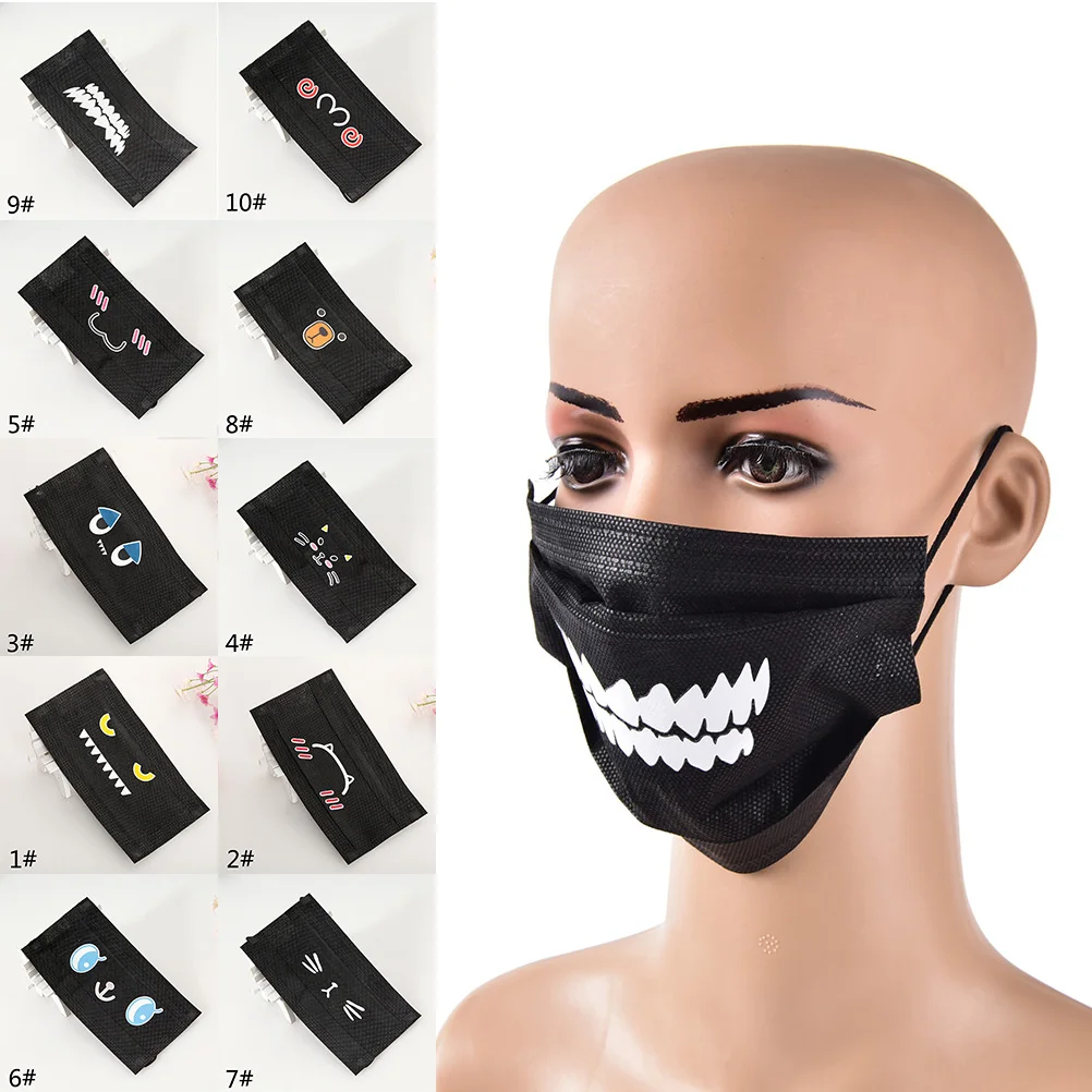 10pcs/bag Black Disposable Face Mask Non Woven Earloop Anti Dust Flu