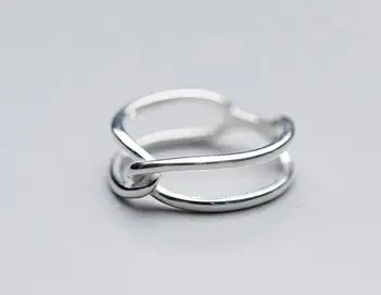 

100% REAL.925 Sterling Silver Fine Jewelry Double Rows Twisted Knot Crossed Ring GTLJ1408