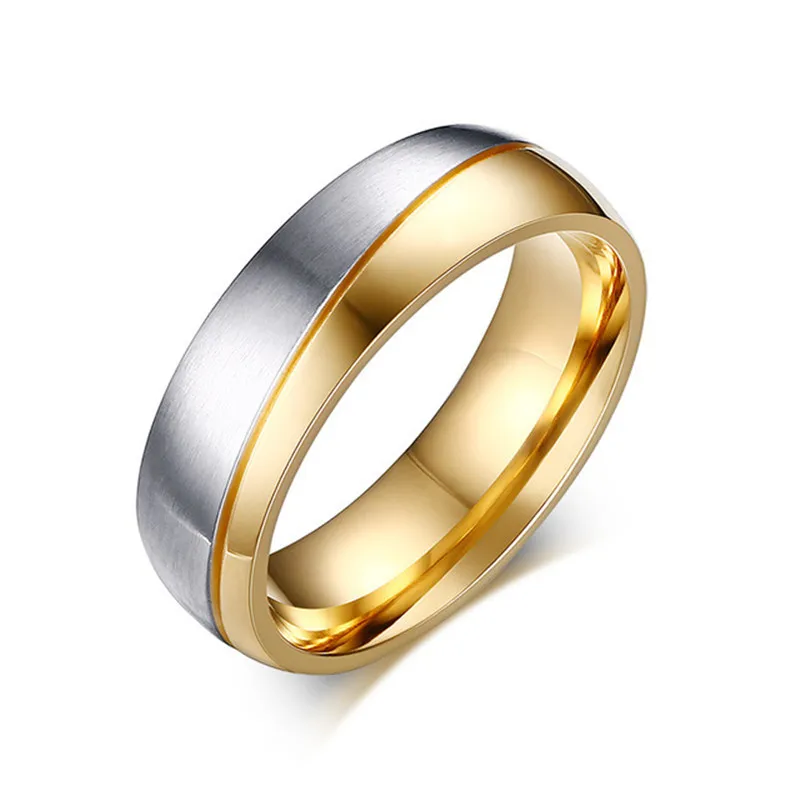 Romantic Wedding Rings For Lover Gold-Color Stainless Steel Couple Rings Crystals Anti-allergy Rings Engagement Party Jewelry
