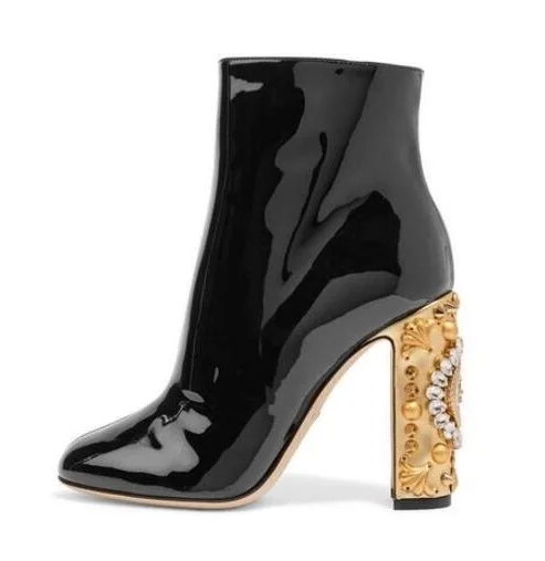 

Vintage Watches and Clocks Crystal Heel Women Boot High Chunky High Rivet Studded Leather Boots 2018 Motorcycle Riding Boots