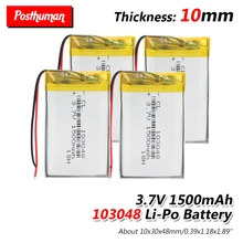 Перезаряжаемый литий-полимерный аккумулятор 1500mAh Li-Po, сменный аккумулятор 103048, самодельный Аккумулятор для MP3 MP4, DVD, динамика камеры