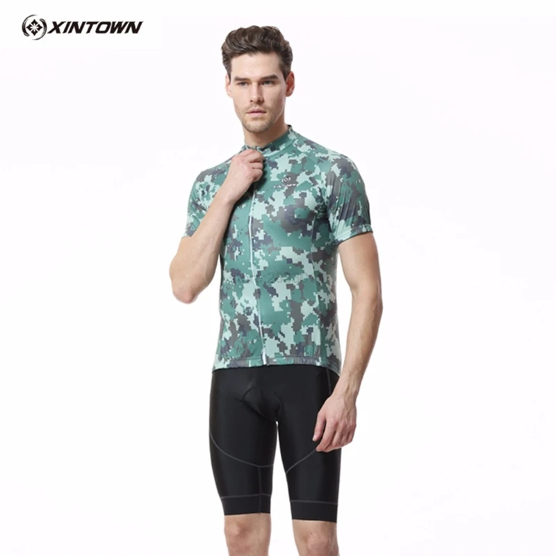 

XINTOWN MTB Bike Uniform Cycling Jerseys Summer Short Sleeve Sets Bike Clothing Men Jungle Camouflage Breathable Bicycle Wear