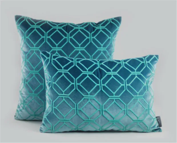 Роскошные Чехлы для подушек подушки с вышивкой 3D геометрические несколько дизайнов подушки Cojines декор для дивана - Цвет: Blue Geometric