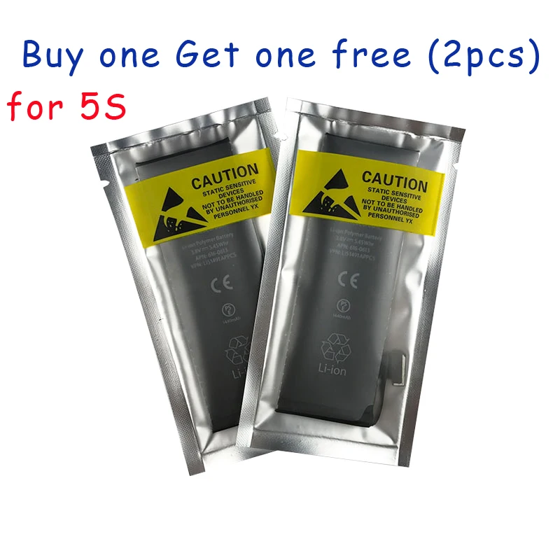 2 Pieces/ lot 0 cycle Li ion Phone Battery for iPhone 5S 5C High Capacity 1560mAh 3.8V