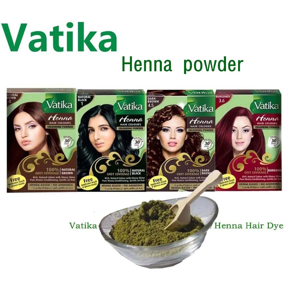 Vatika высокое качество чистый натуральный краска для волос хна/хна для бровей оттенок комплект, идеально подходит для волос, бороды и бровей 30 минут быстрое окрашивание - изображение