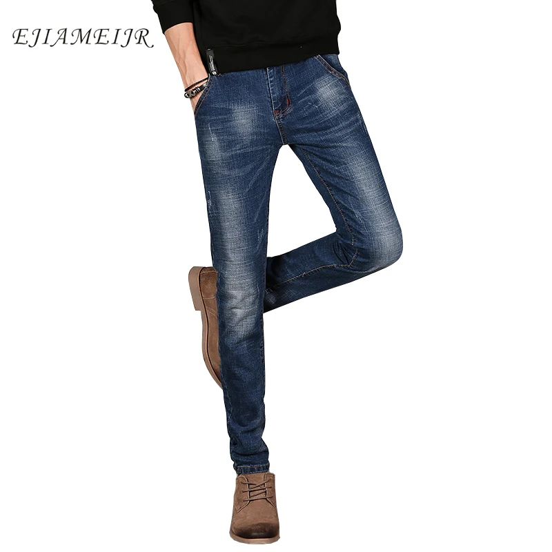 Men's Fashion Jeans Autumn Winter Business Casual Stretch Slim Jeans Denim Pants Classic Trousers Male 2018 New