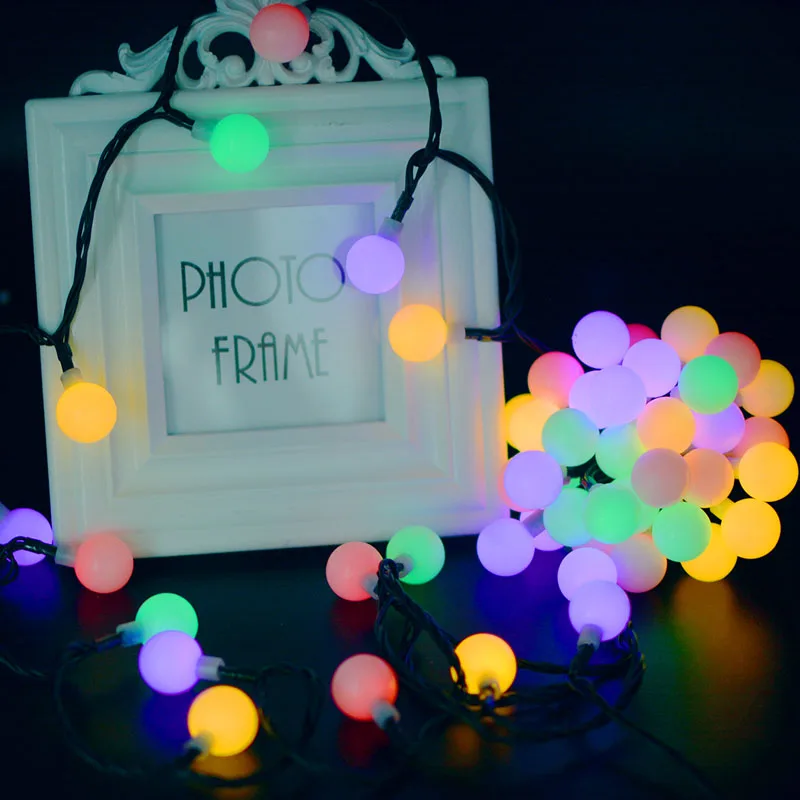 Solar Small white ball string lights (6)