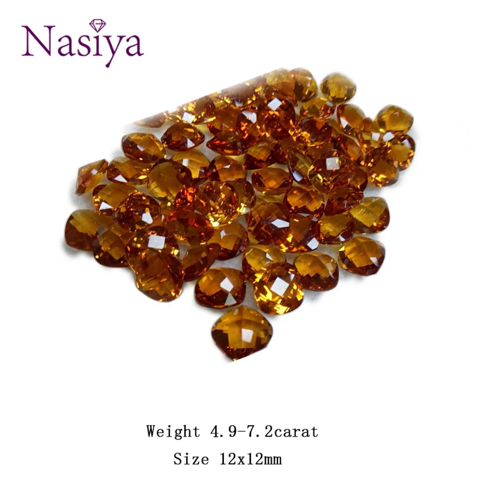 

4.9-7.2ct Carat 12mm Natural Yellow Citrine Crystal Section Brazil Square Beads Loose stone Fit For DIY Fine Jewelry Making
