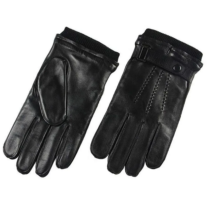 Прямые продажи, мужские перчатки на запястье, теплые зимние перчатки для вождения, модные черные перчатки из натуральной кожи, высокое качество, козья кожа, M016WZ