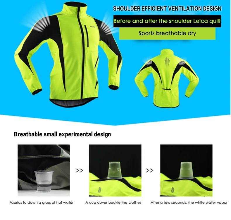 ARSUXEO Winter Warm Up Thermal Fleece Cycling Jacket Bicycle MTB Road Bike Clothing Windproof Waterproof Long Jersey Jersey