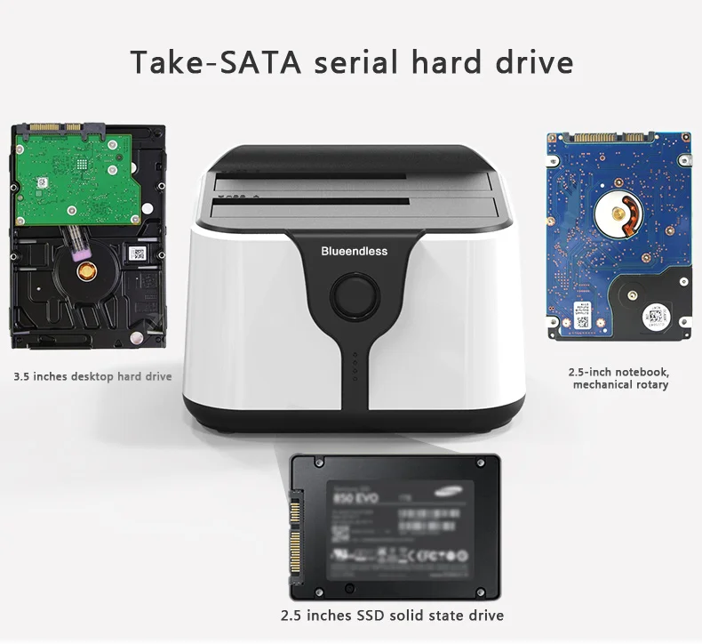 Blueendless 2-Bay SATA hdd док-станция 3," 2,5 USB3.0 двойной отсек hdd ssd клон дубликатор док-станция sata Корпус для хранения