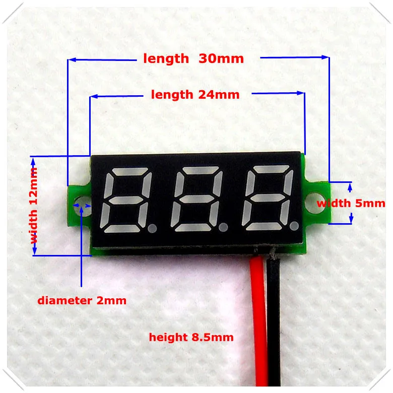 RD 0,2" Мини цифровой вольтметр постоянного тока 3,50-30 в 2 провода двигатель транспортного средства Напряжение Панель метр светодиодный дисплей Цвет [10 шт./лот]