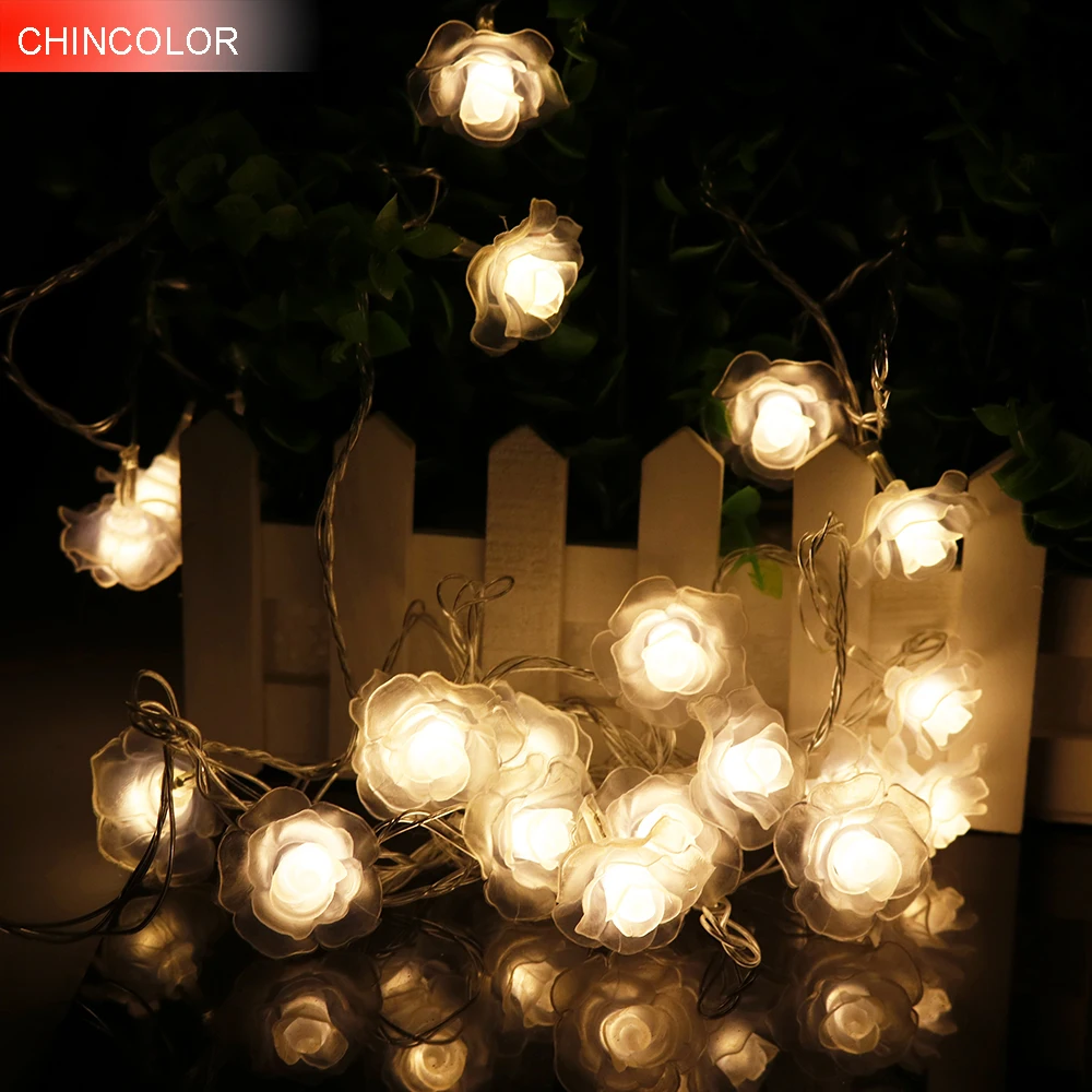 Image 4M 9M 20 70Leds Rose LED String Lighting nightlight Flower EU Plug Party Wedding Christmas Fairy Decor Changeble Warm white LH