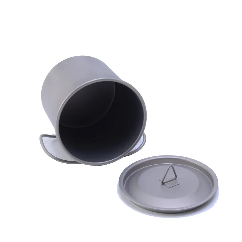 400 ml olla de titanio agua taza con tapa tazón y mango plegable Camping al aire libre pote ollas Picnic cuelgue olla