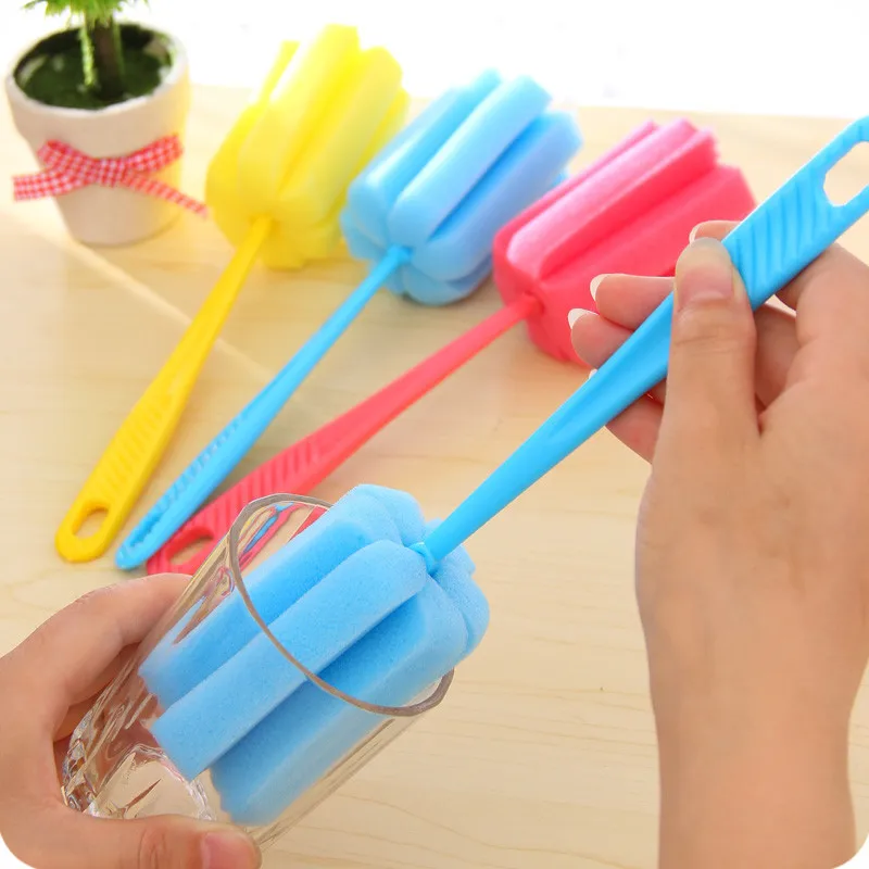 

Creative home sponge cup brush with handle rainbow colorful cleaning brush cleaning utensil sponge brush