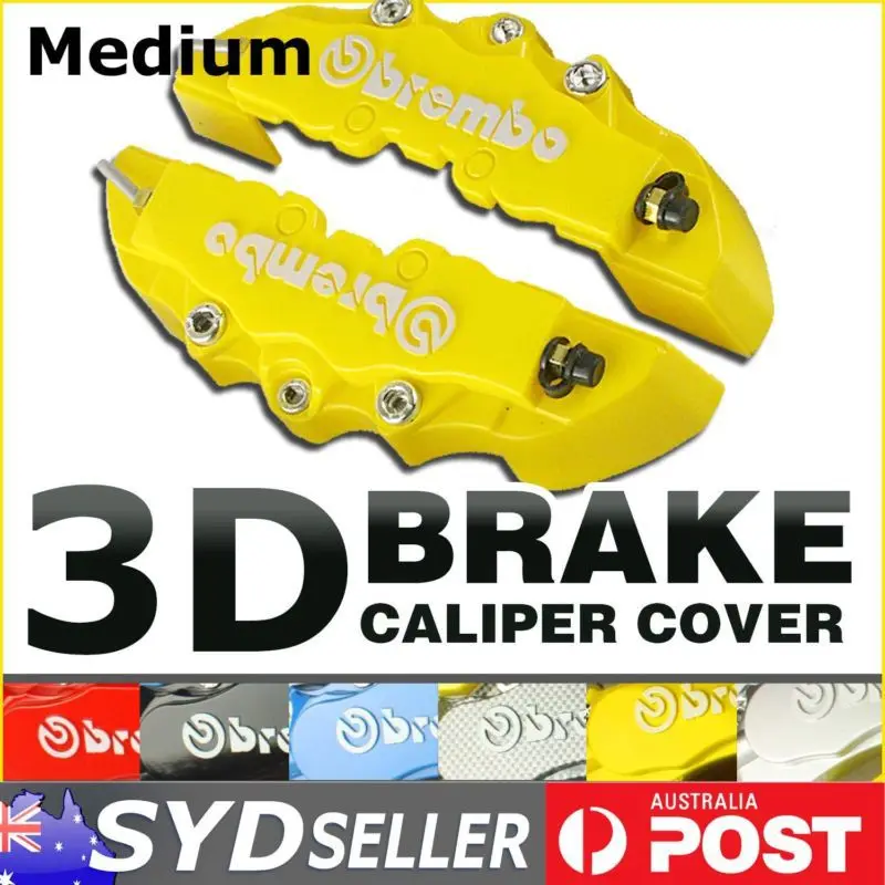 1Pair Sport Style Amber 3D Brembo Look Disc Brake Caliper Cover Front or Rear |