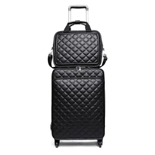 Популярные из искусственной кожи Комплект багажных сумок на колесиках с сумочкой spinner carry на путешествия Чемодан Модные мужские и женские чехол для тележки 16/20/24 inch