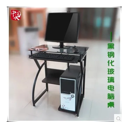 Simple And Stylish Black Glass Computer Desk Home Bedroom Child