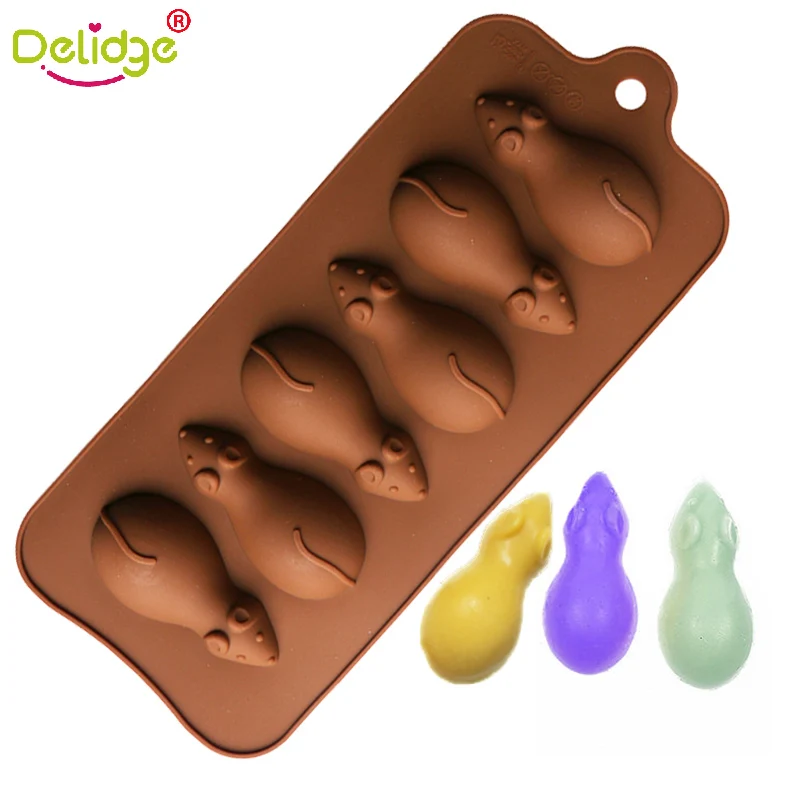 

Delidge 1pcs mouse shape Chocolate Silicone Mold Food Materia DIY Fondant Jelly pudding Mould Animal Baking Tool Cake Mould