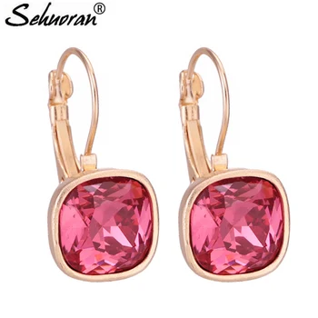 

Sehuoran Aretes Stud Earrings For Women High Qualit Faceted Crystal Stone Wedding Earrings Fashion Jewelry Wholesale Accessories
