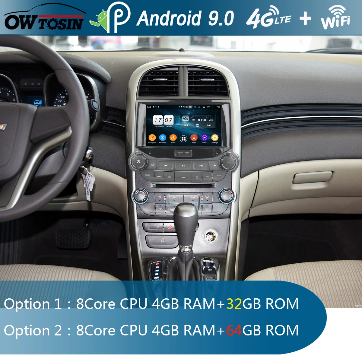 " ips Восьмиядерный 4 Гб ОЗУ+ 64 Гб ПЗУ Android 9,0 Автомобильный DVD Радио gps Navi для Chevrolet Malibu 2012 2013 DSP CarPlay